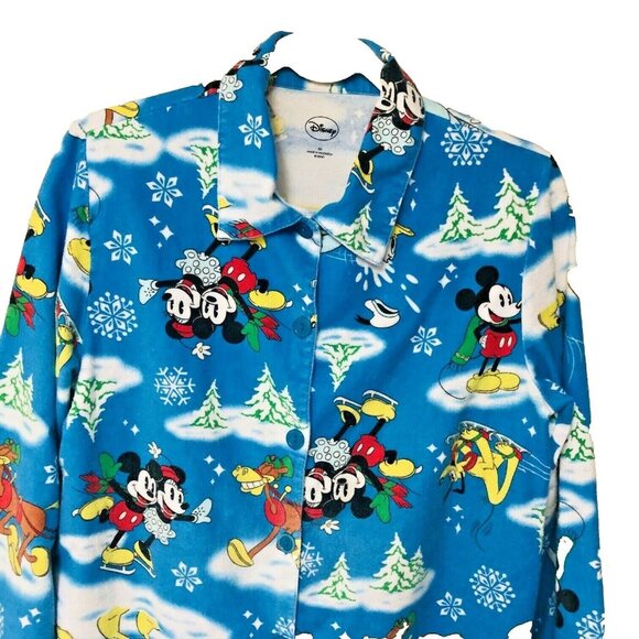 Disney Flannel‎ Pajama Set PJs Women's M Mickey Minnie Pluto Donald Horace Retro - Picture 3 of 9